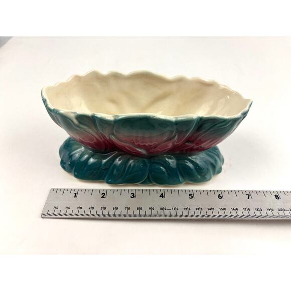 VTG Royal Copley Ceramic Pink & Blue Tulip Floral Pottery Planter Art Nouveau - Picture 4 of 16